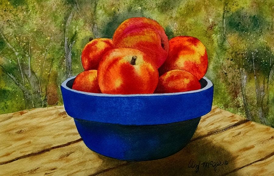 Picnic Peaches Painting by Lizbeth McGee