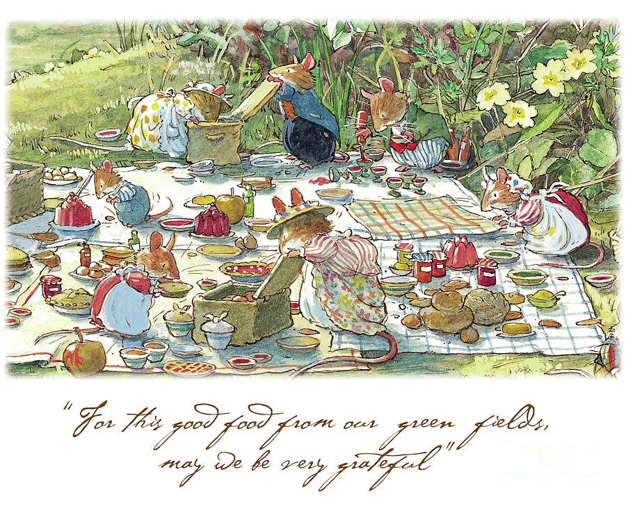 Mouse Drawing - Picnic time by Brambly Hedge