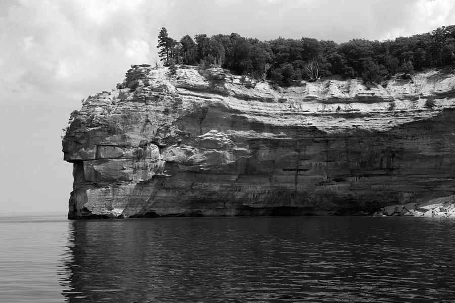 Black And White Photograph - Pictured Rocks National Lakeshore 20 BW by Mary Bedy