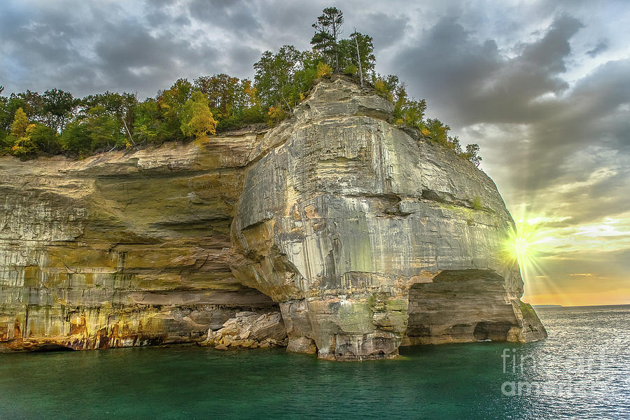 Pictured Rocks National Lakeshore Grand Portal Sunset -5672 Photograph by Norris Seward