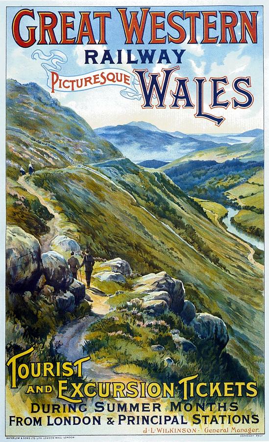 Vintage Painting - Picturesque Wales - Landscape painting - Great Western Railway - Vintage Poster by Studio Grafiikka