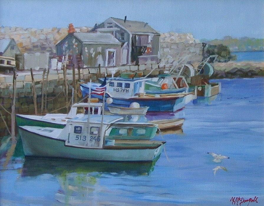 Lobster Boats Painting - Pidgeon Cove  by Michael McDougall