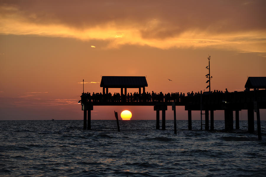Pier 60 Clearwater Beach - Watching the Sunset Photograph by Bill Cannon