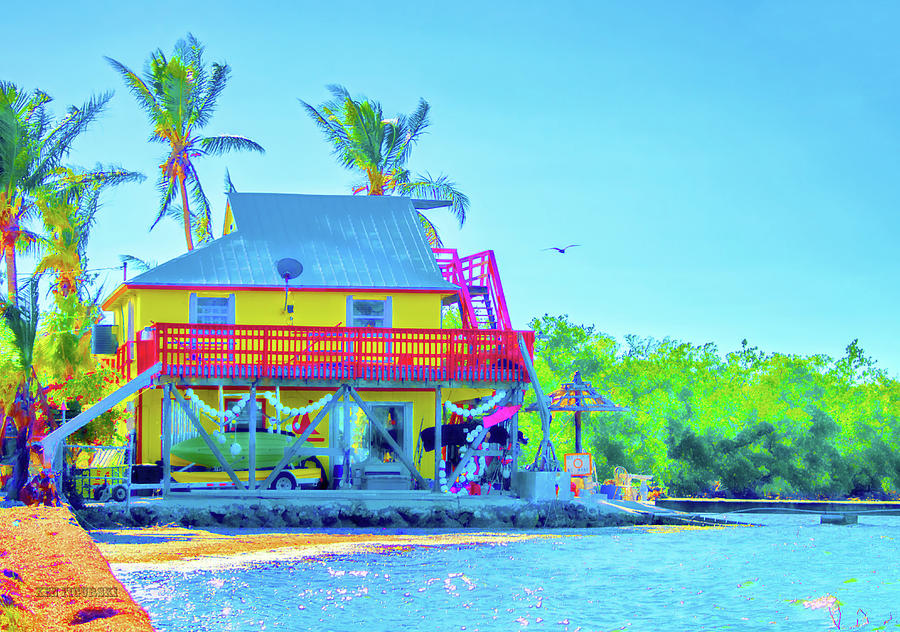 Pier 68 Boat Rental Layton Florida Colorful Art Mixed Media by Ken Figurski