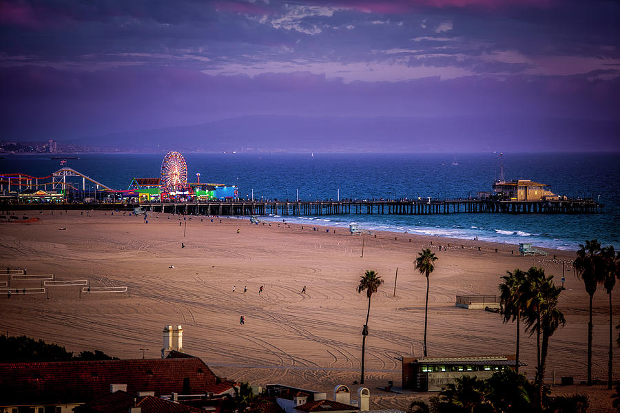 Pier and Purple Haze - Santa Monica Pier Photograph by Gene Parks