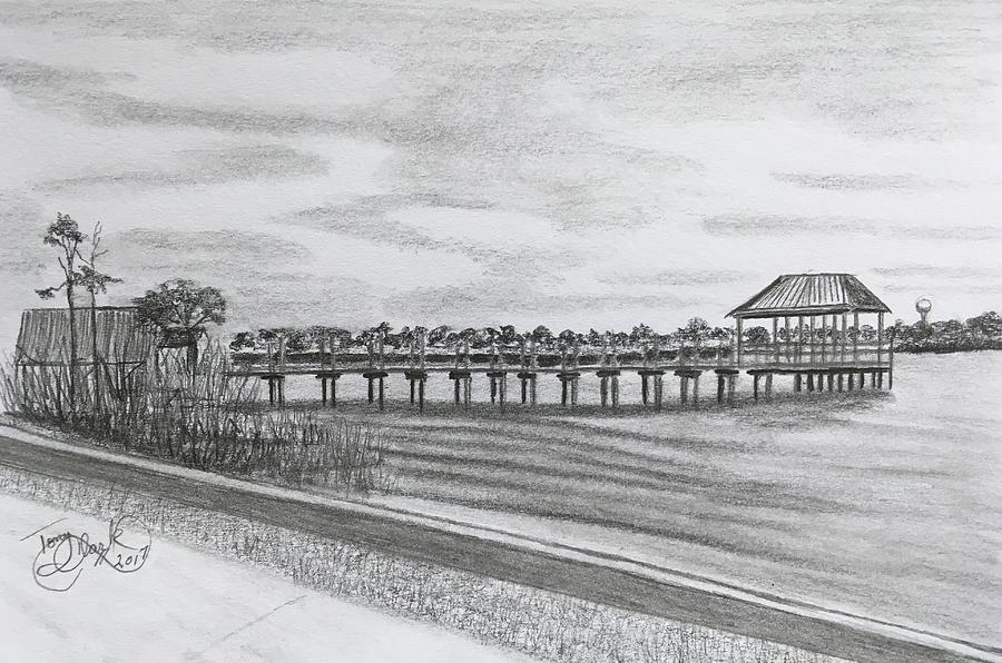 Pier at Goose Creek  Drawing by Tony Clark
