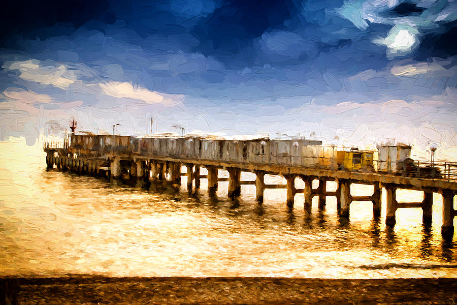 Pier at Sunset Oil Painting Photograph Photograph by John Williams