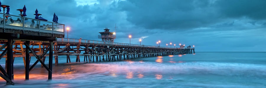Pier in Blue Panorama Photograph by Gary Zuercher