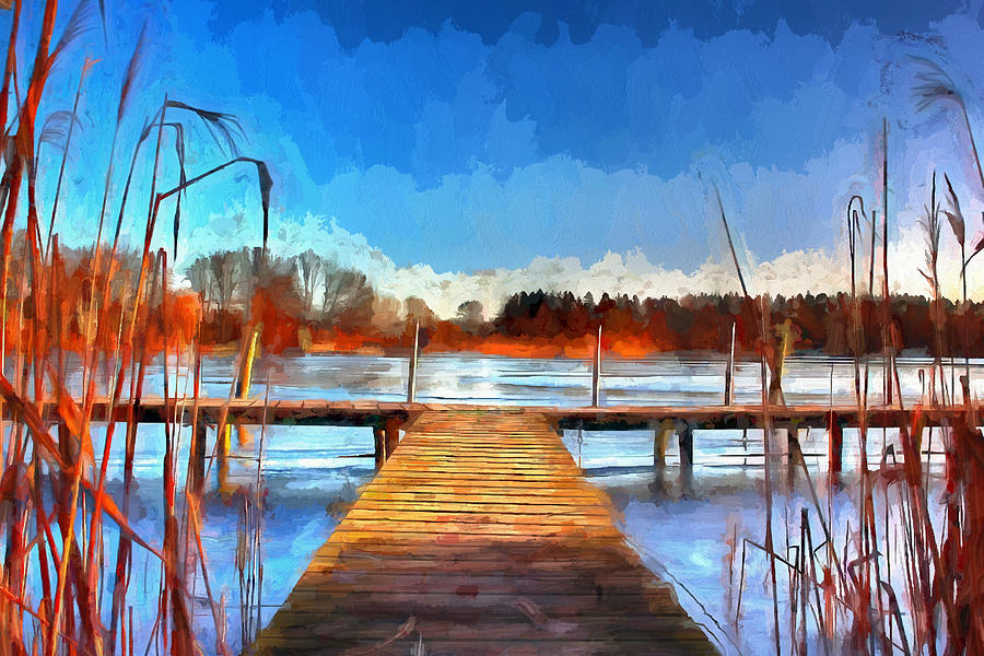 Pier Lake Digital Art by Ronald Bolokofsky