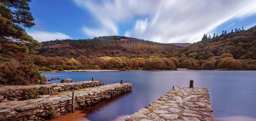 Nature Photograph - Pier on the Upper Lake in Glendalough - Wicklow, Ireland by Barry O Carroll