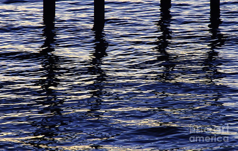 Abstract Photograph - Pier Stilt Water Reflections by Bill Schildge - Printscapes