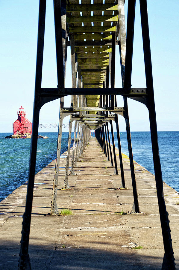 Pier Structure Sturgeon Bay Canal North Pier Lighthouse Wisconsin Vertical Photograph by Thomas Woolworth