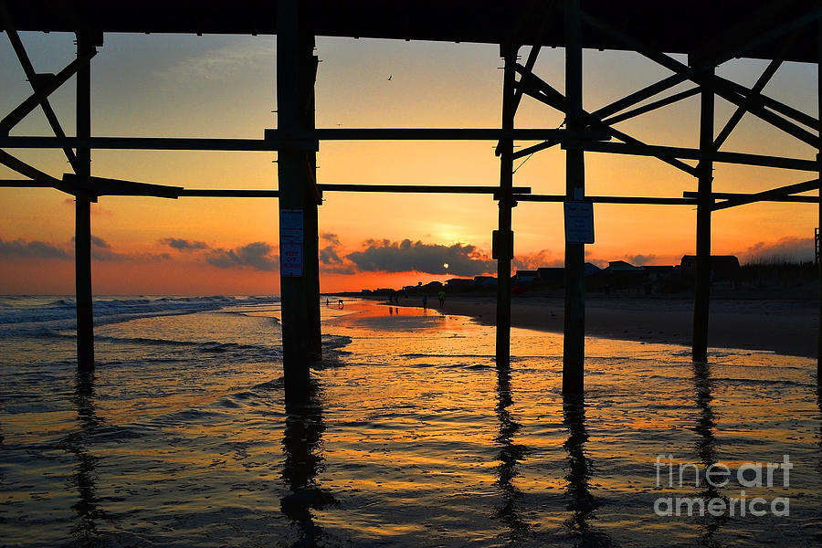 Oak Island Pier Sunset Photograph by Amy Lucid