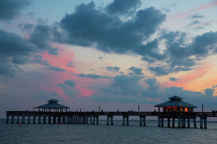 Pier Sunset At Fort Myers Beach Photograph by Janice Adomeit