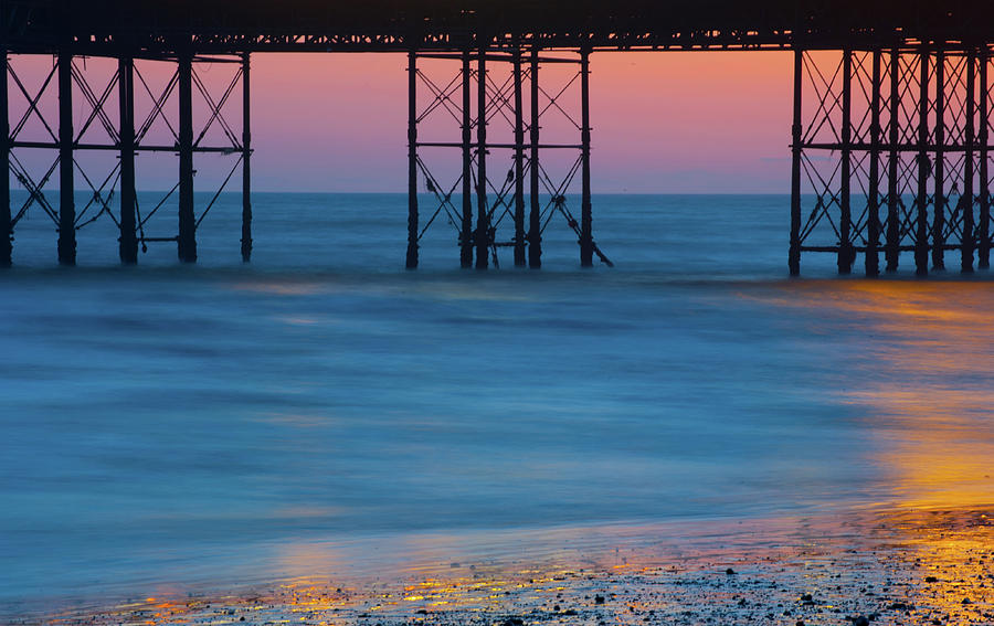 Pier Supports at Sunset i Photograph by Helen Jackson