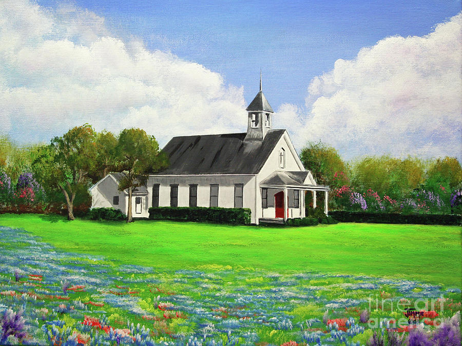 Cowboy Church Painting - Pierce Church by Jimmie Bartlett