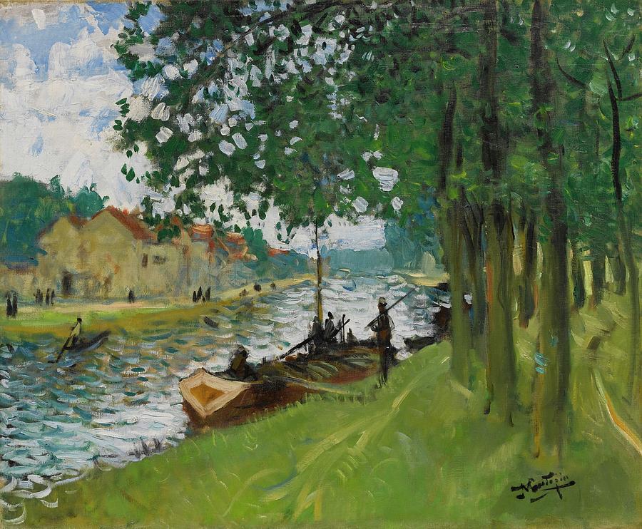 Pierre-Eugene Montezin 1874-1946 BARGES At Saint-Mammes by Artistic Rifki