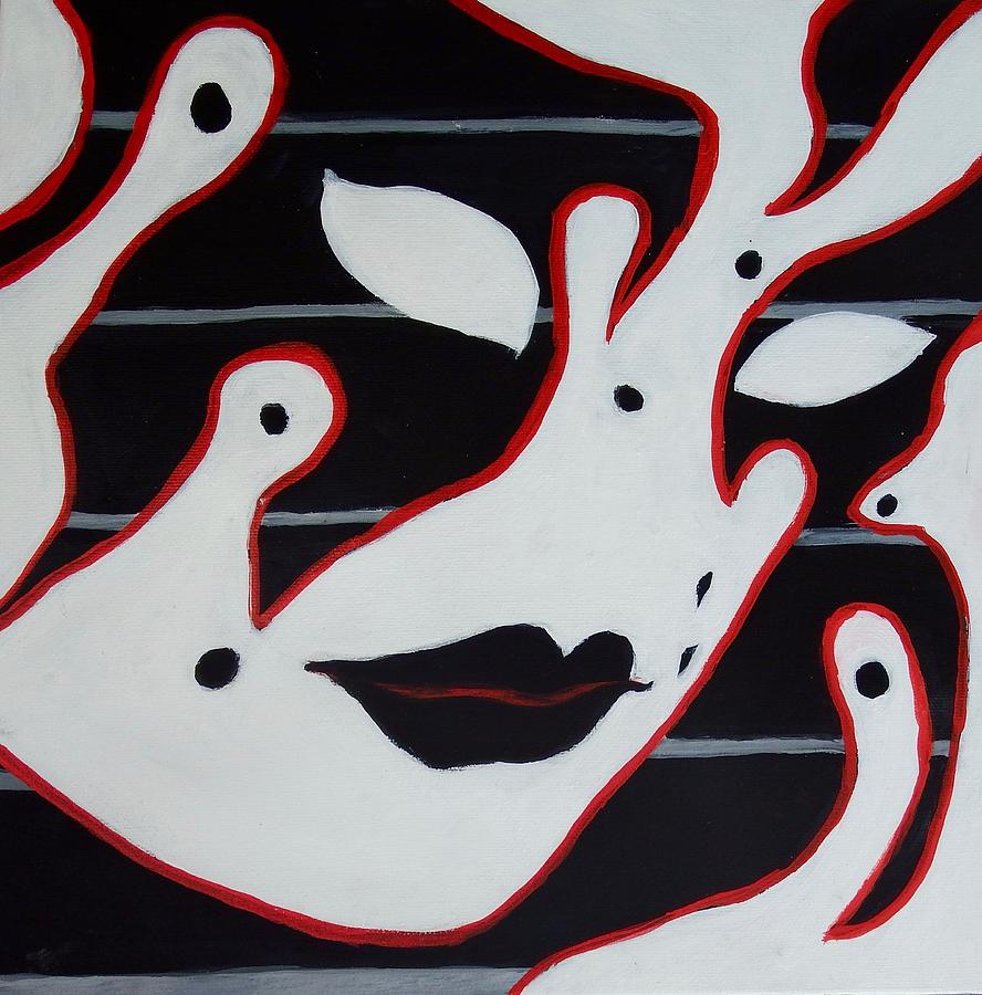 Pierrot Abstract #2 Painting by Myra Evans