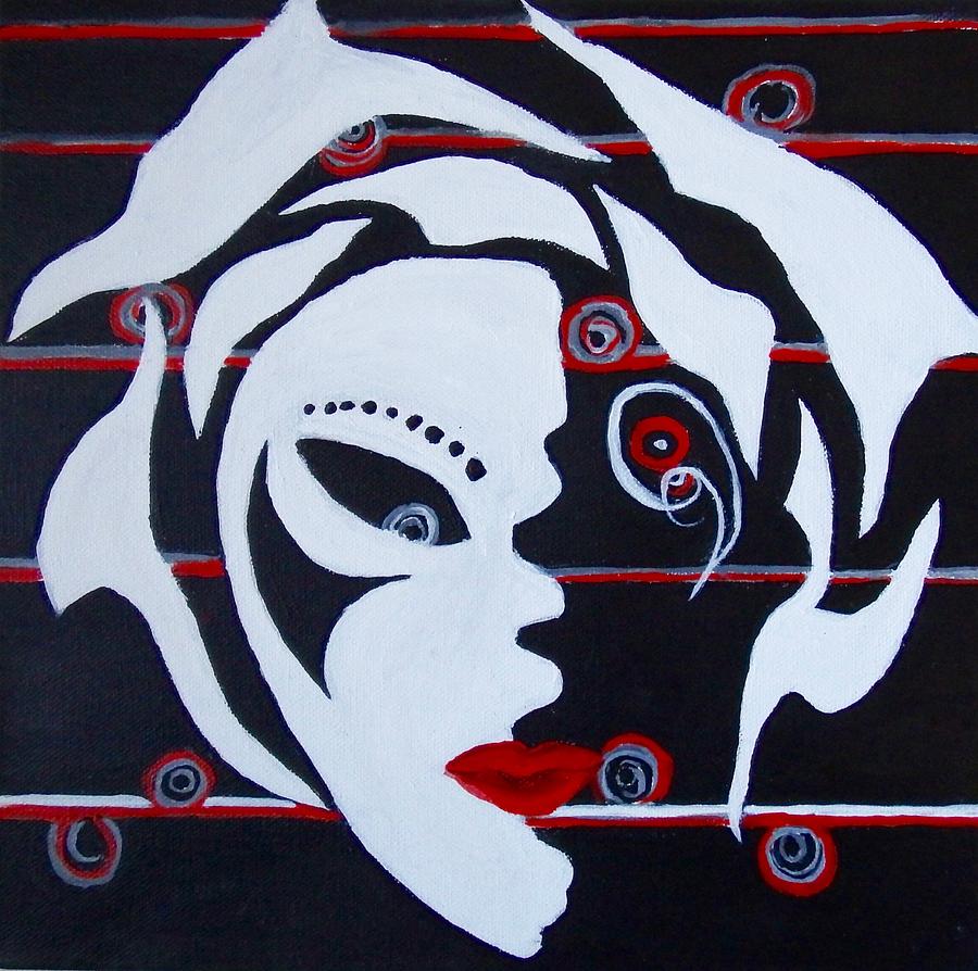 Pierrot Abstract Painting by Myra Evans