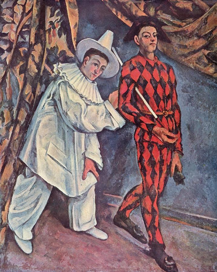 Pierrot and Harlequin Painting by Paul Cezanne