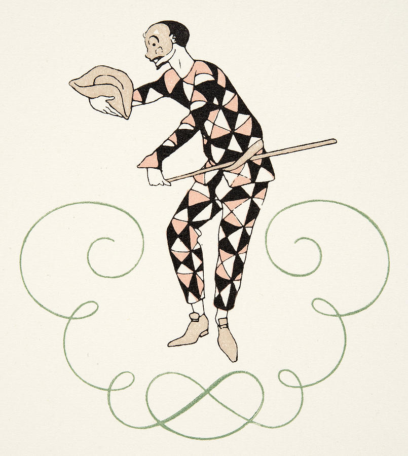 Pierrot Drawing by Georges Barbier