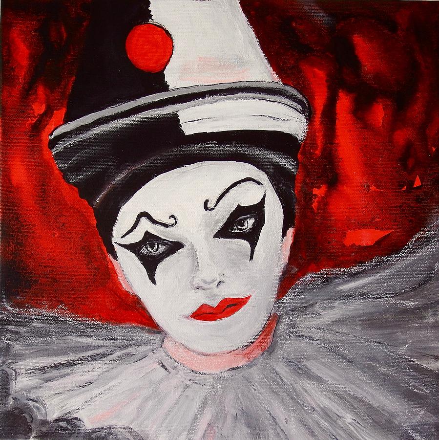 Pierrot Portrait #2 Painting by Myra Evans