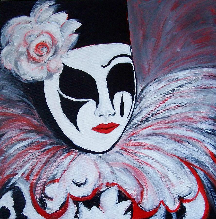 Pierrot Portrait Painting by Myra Evans