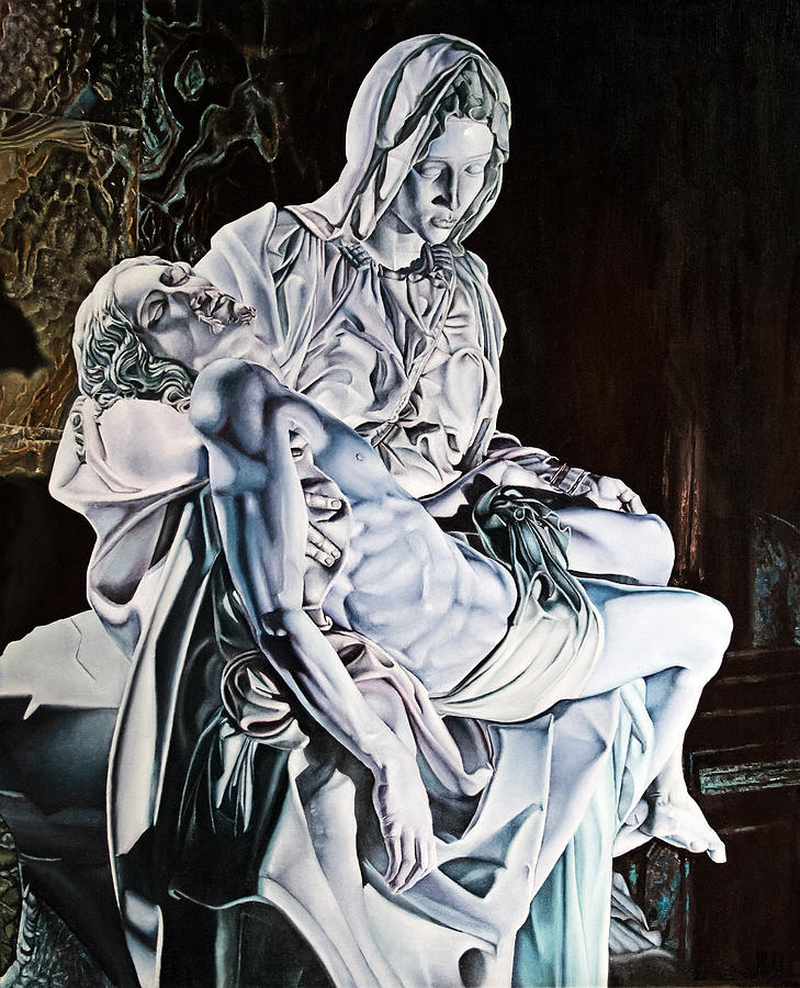 Pieta Statue in Lilac  Painting by Michelangelo Rossi