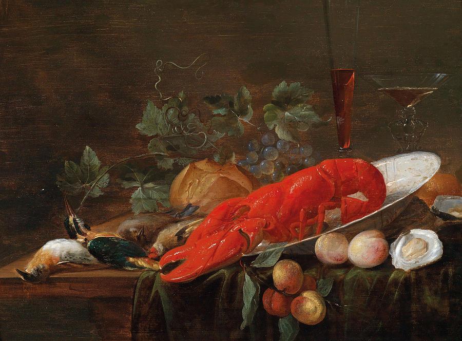 Pieter Van Overschee Active C. 1661 In Leiden A Still Life With Lobster, Painting