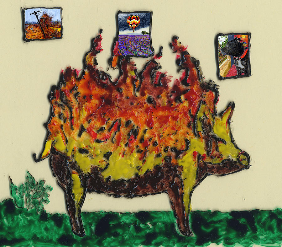 Pig Ablaze Painting by Phil Strang