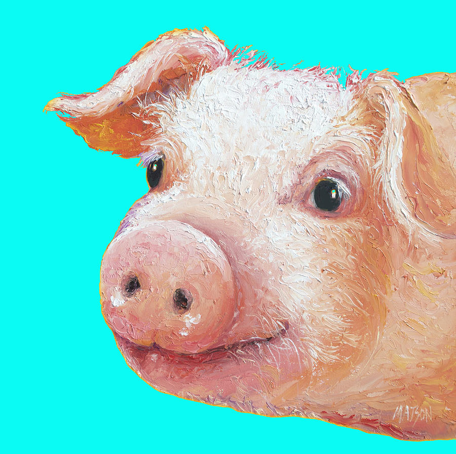 Pig art for kitchen or nursery Painting by Jan Matson