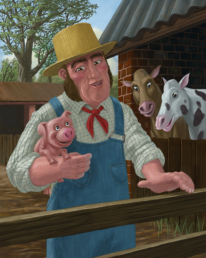 Animal Painting - Pig Farmer by Martin Davey