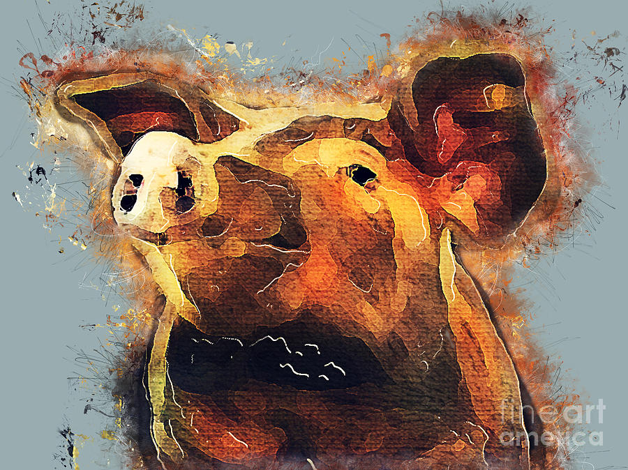 Pig  Painting by Justyna Jaszke JBJart