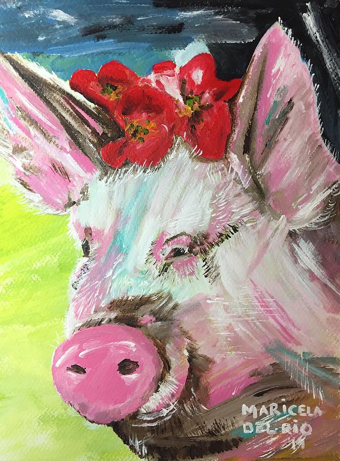 Pig Kahlo Painting by Maricela Del Rio | Fine Art America