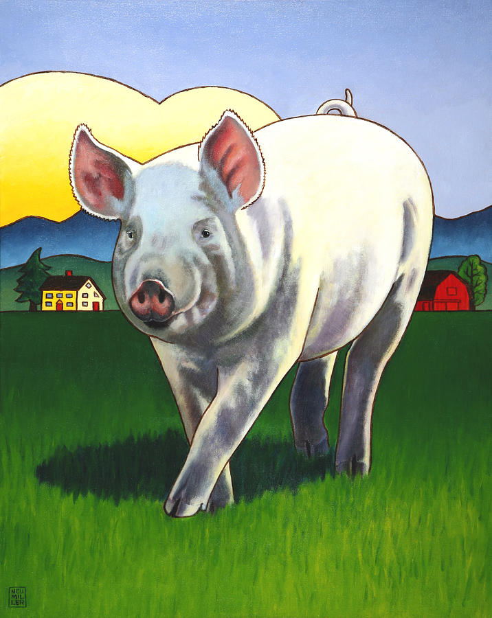 Pig Newton Painting by Stacey Neumiller