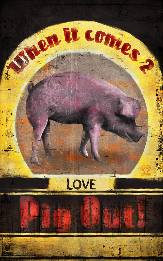 Vintage Digital Art - Pig Out by Joel Payne