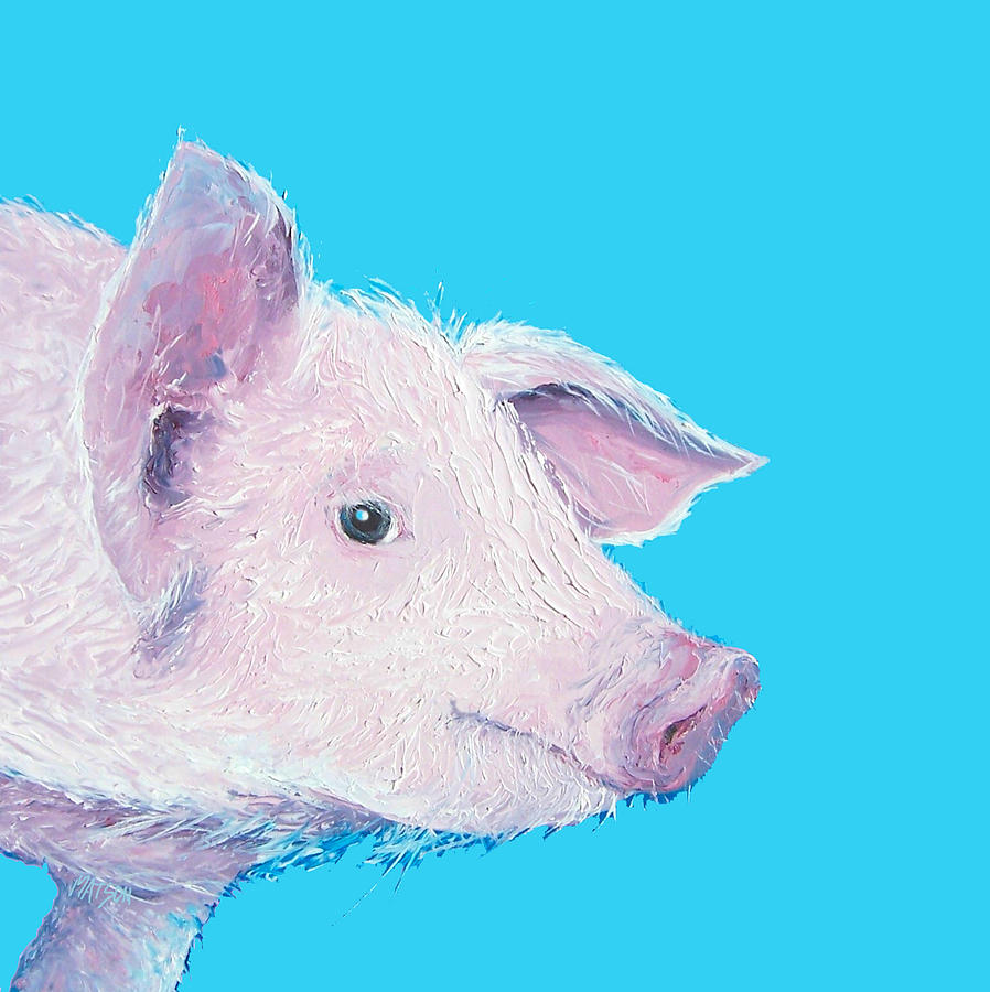 Pig painting for the nursery Painting by Jan Matson