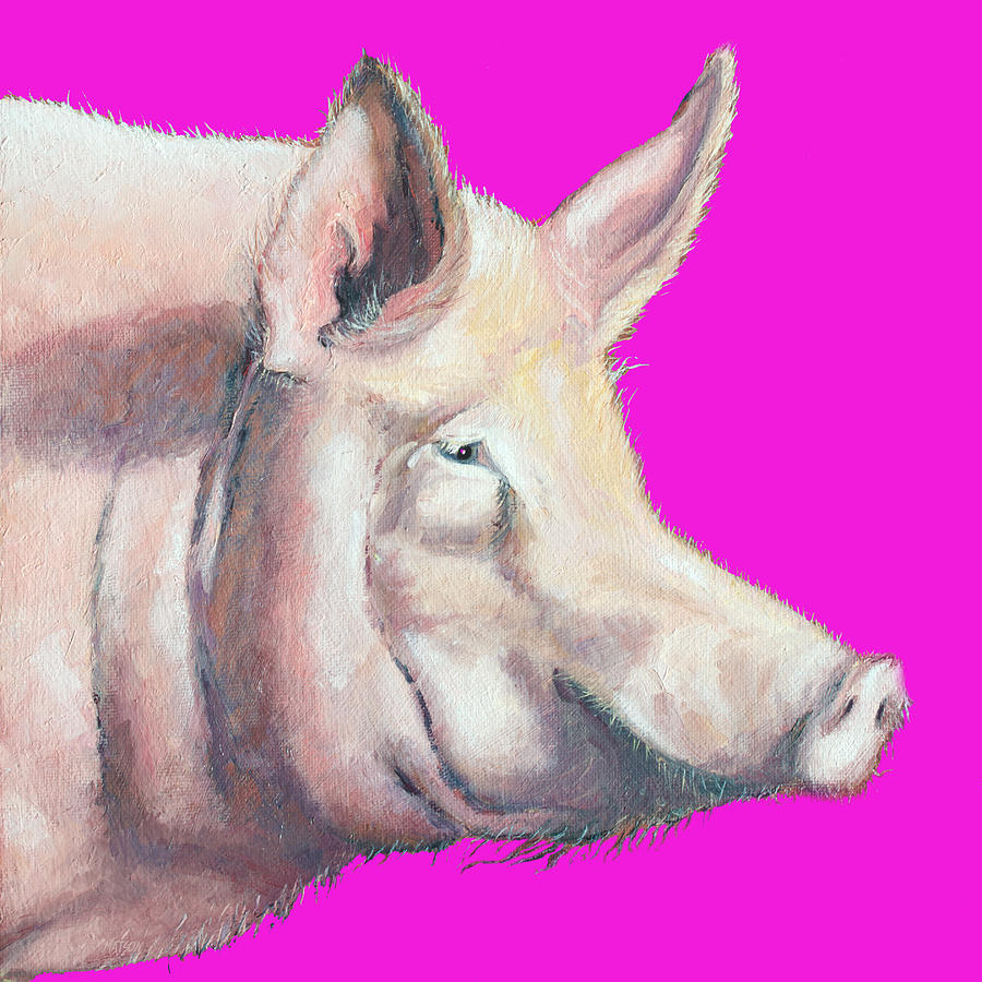 Pig painting - Kitchen Art Painting by Jan Matson