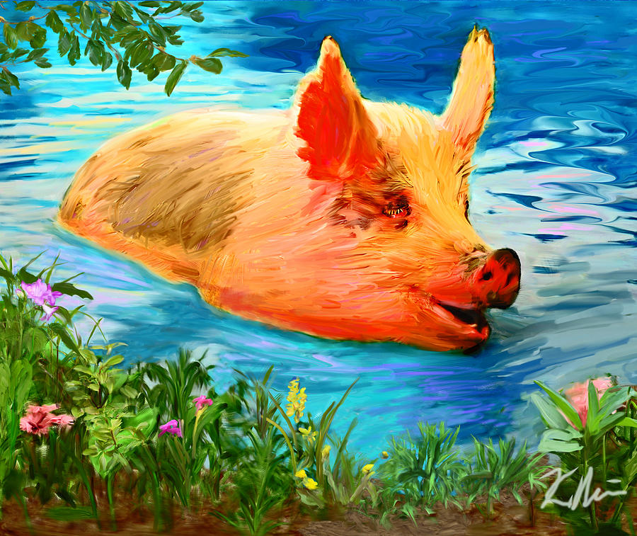 Pig Paradise Digital Art by Karen Derrico - Fine Art America