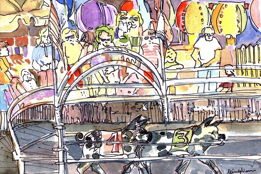 Pig Painting - Pig Races by Mindy Newman Pig Painting - Pig Races by Mindy Newman