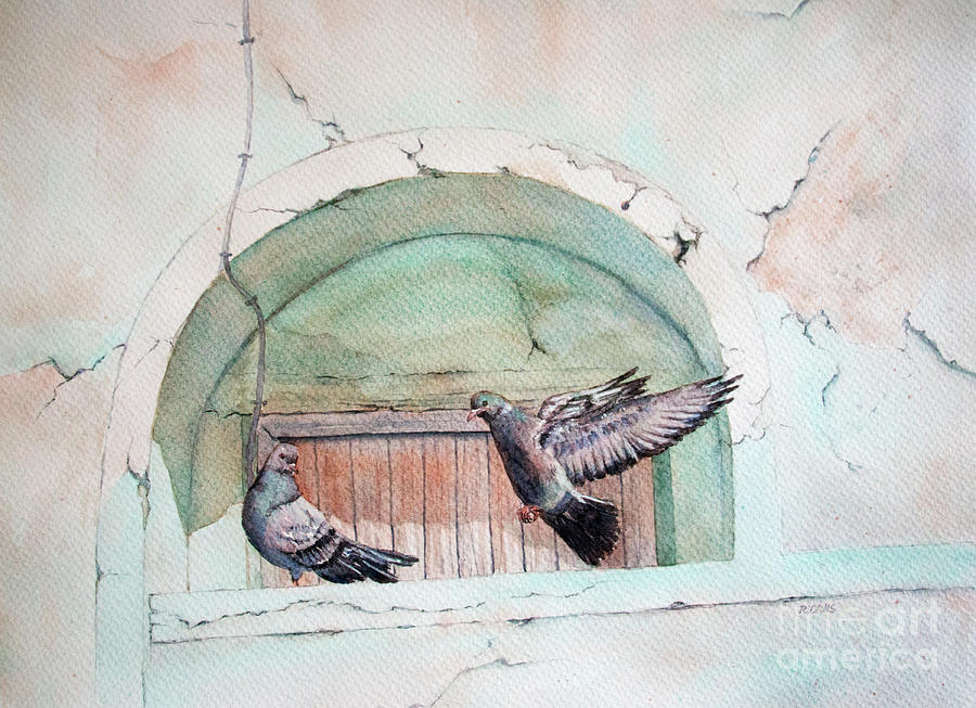 Pigeon Perch Painting by Rebecca Davis