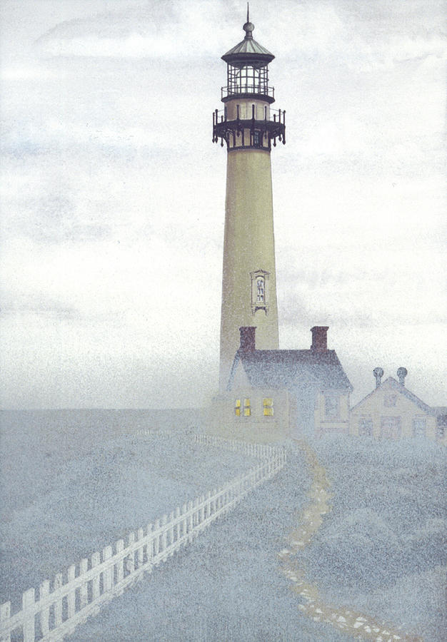 Pigeon Point Lighthouse Painting - Pigeon Point Light in Fog by James Lyman