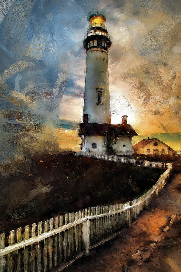 Pigeon Point Lighthouse - 02 Painting by AM FineArtPrints