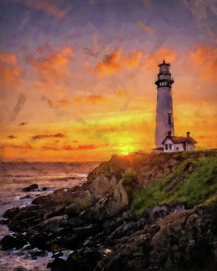 Pigeon Point Lighthouse - 04 Painting By AM FineArtPrints - Pixels