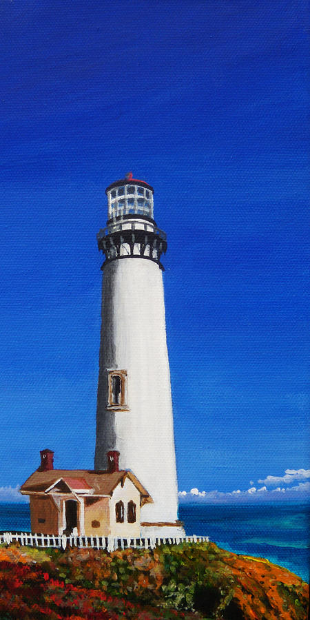 Lighthouse Painting - Pigeon Point Lighthouse by Anne Marie Brown