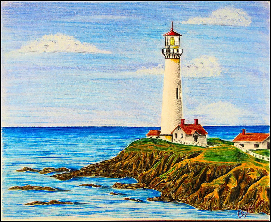 Beach Drawing - Pigeon Point Lighthouse by Chad Brittain