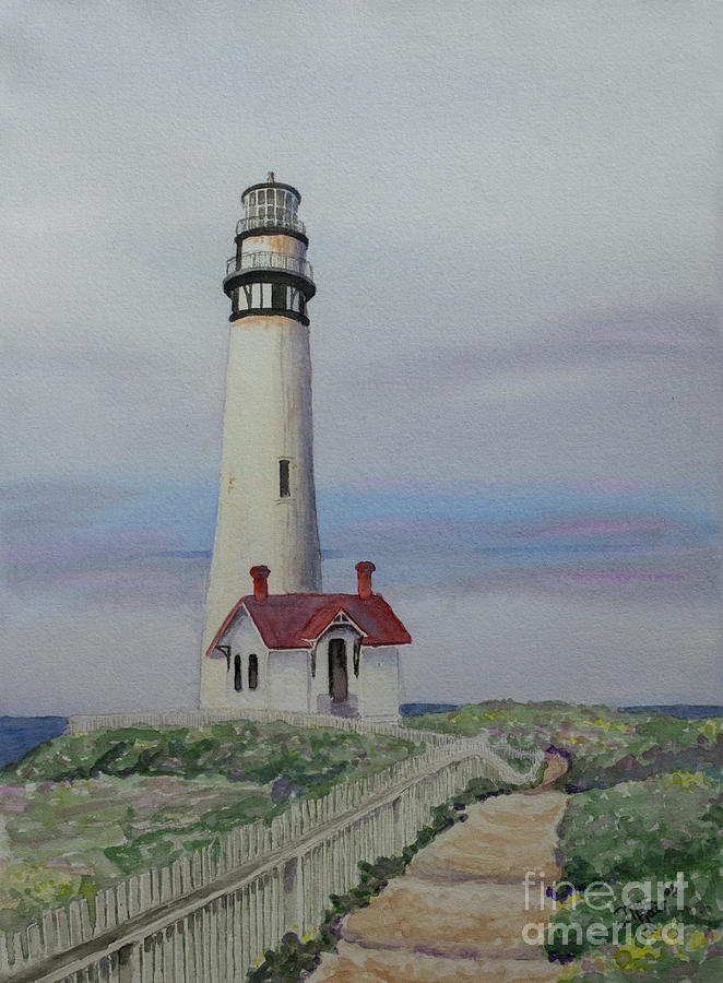 Pigeon Painting - Pigeon Point Lighthouse by Jackie MacNair