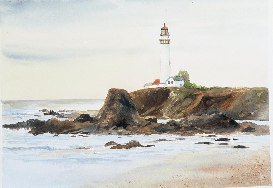Lighthouse Painting - Pigeon Point Lighthouse by Sandy Reese