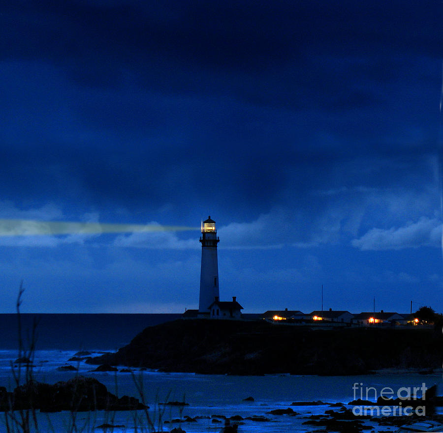 Pigeon Point Lighthouse Shines into the Night Photograph by Wernher Krutein