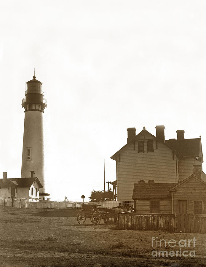 1871 Photograph - Pigeon Point Lighthstation was built in 1871  photo circa 1908 by Monterey County Historical Society